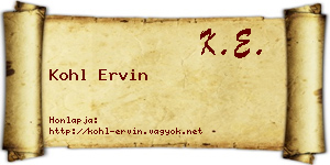 Kohl Ervin névjegykártya